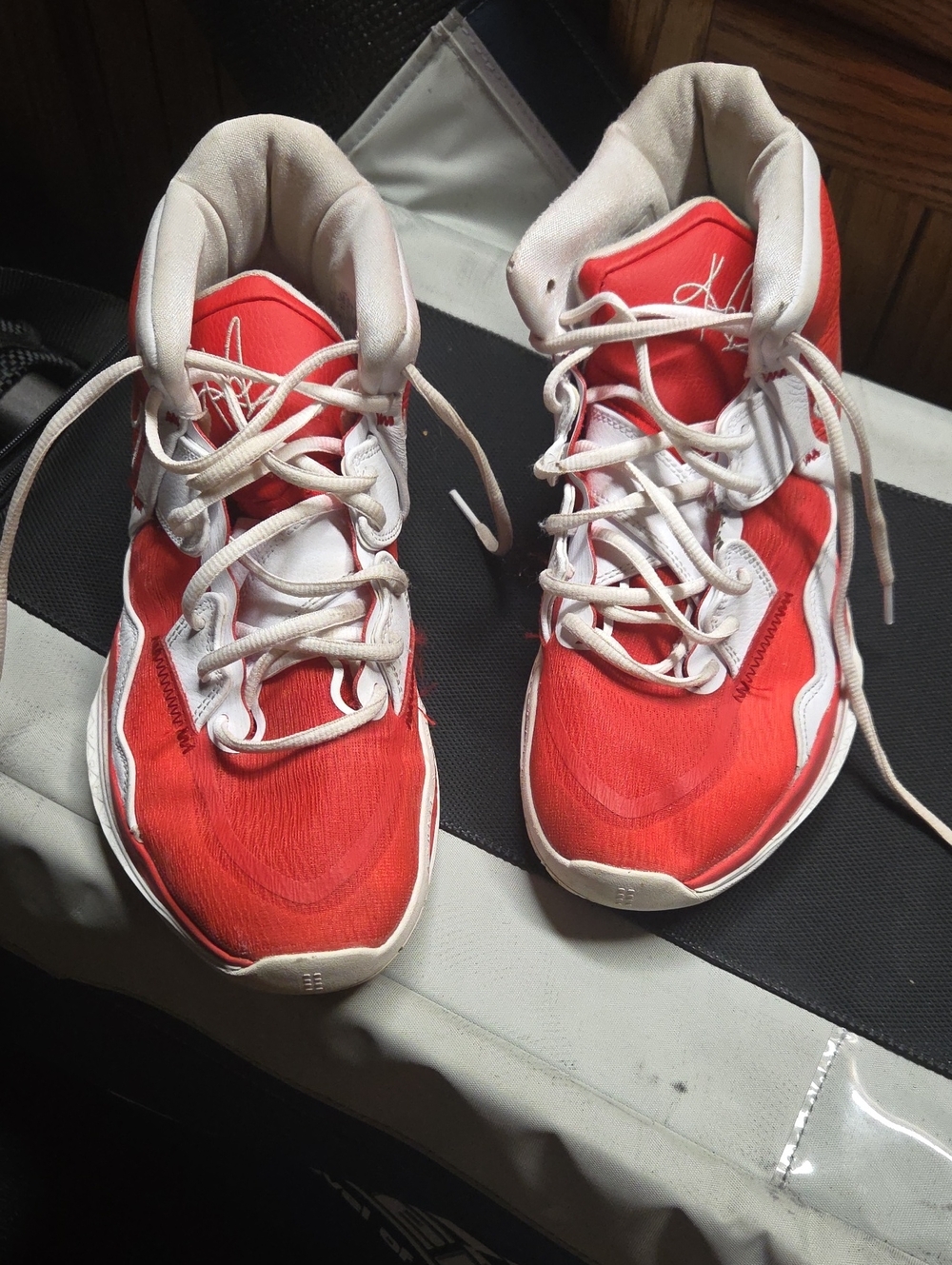 Nike Men’s Athletic Lace-Up Sneakers in Red and White